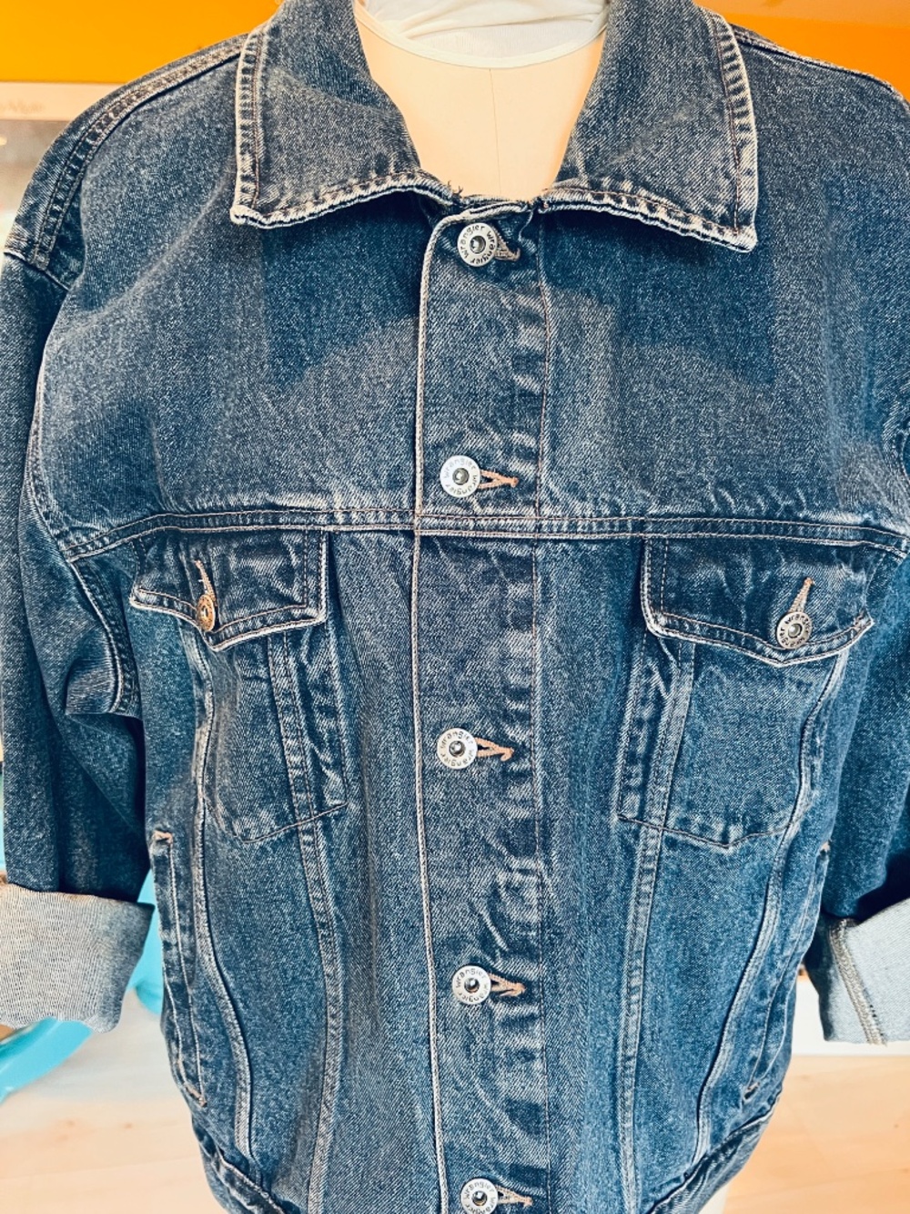 Vintage Wrangler Iconic Marlboro Graphic Artist Hand-painted Jean Jacket 2X - Picture 3 of 9